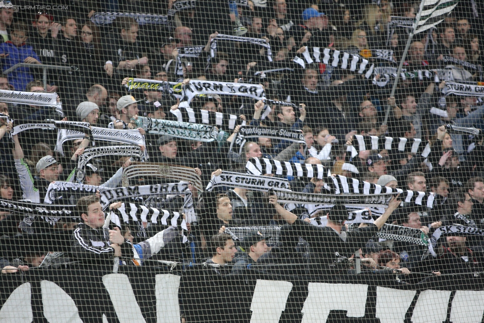 Sturm Graz - Rapid Wien
Oesterreichische Fussball Bundesliga, 23 Runde, SK Sturm Graz - SK Rapid Wien, Stadion Liebenau Graz, 21.02.2016. 

Foto zeigt Fans von Sturm
