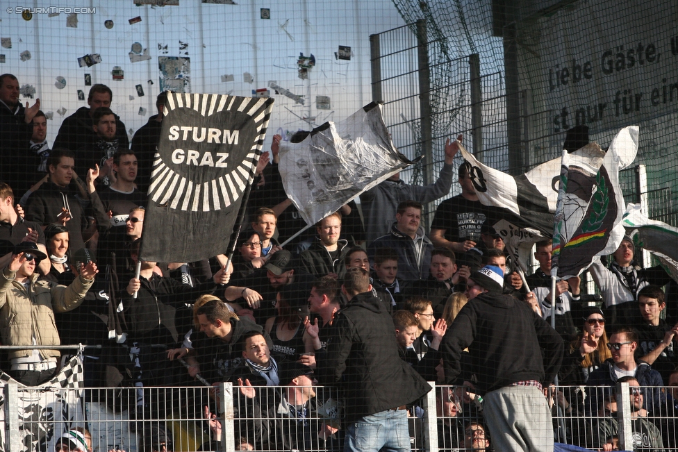 Ried - Sturm Graz
Oesterreichische Fussball Bundesliga, 24. Runde, SV Ried - SK Sturm Graz, Arena Ried, 27.02.2016. 

Foto zeigt Fans von Sturm
