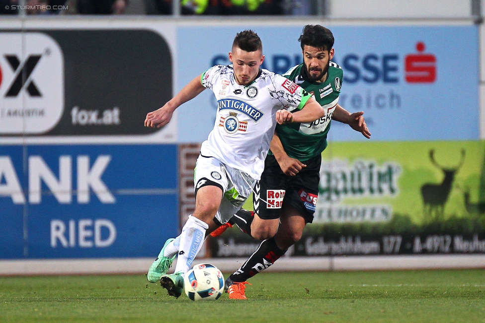 Ried - Sturm Graz
Oesterreichische Fussball Bundesliga, 24. Runde, SV Ried - SK Sturm Graz, Arena Ried, 27.02.2016. 

Foto zeigt Donisi Avdijaj (Sturm)
