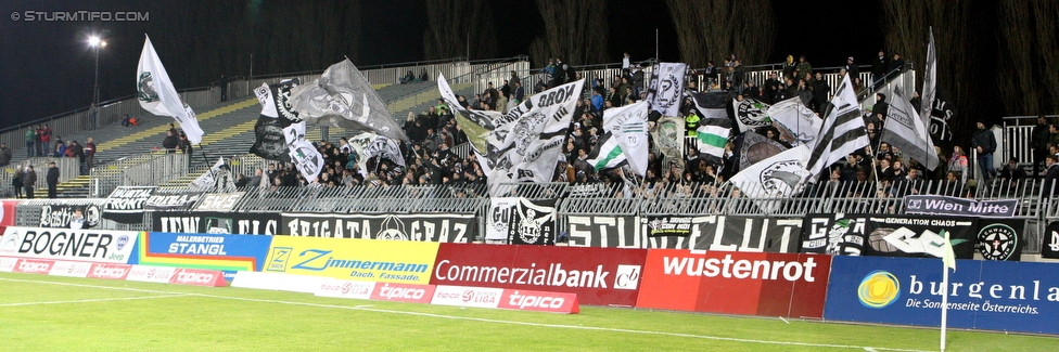 Mattersburg - Sturm Graz
Oesterreichische Fussball Bundesliga, 26. Runde, SV Mattersburg - SK Sturm Graz, Pappelstadion Mattersburg, 05.03.2016. 

Foto zeigt Fans von Sturm
