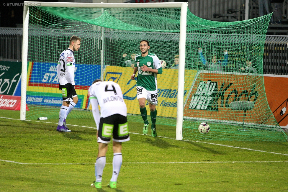 Mattersburg - Sturm Graz
Oesterreichische Fussball Bundesliga, 26. Runde, SV Mattersburg - SK Sturm Graz, Pappelstadion Mattersburg, 05.03.2016. 

Foto zeigt Lukas Spendlhofer (Sturm), Anastasios Avlonitis (Sturm) und Markus Pink (Mattersburg)
Schlüsselwörter: tor