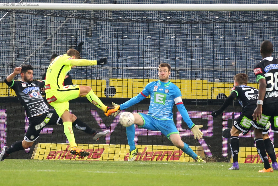 Sturm Graz - Austria Wien
Oesterreichische Fussball Bundesliga, 27. Runde, SK Sturm Graz - FK Austria Wien, Stadion Liebenau Graz, 13.03.2016. 

Foto zeigt Marc Tanju Kayhan (Sturm), Jens Stryger Larsen (Austria) und Michael Esser (Sturm)
Schlüsselwörter: tor