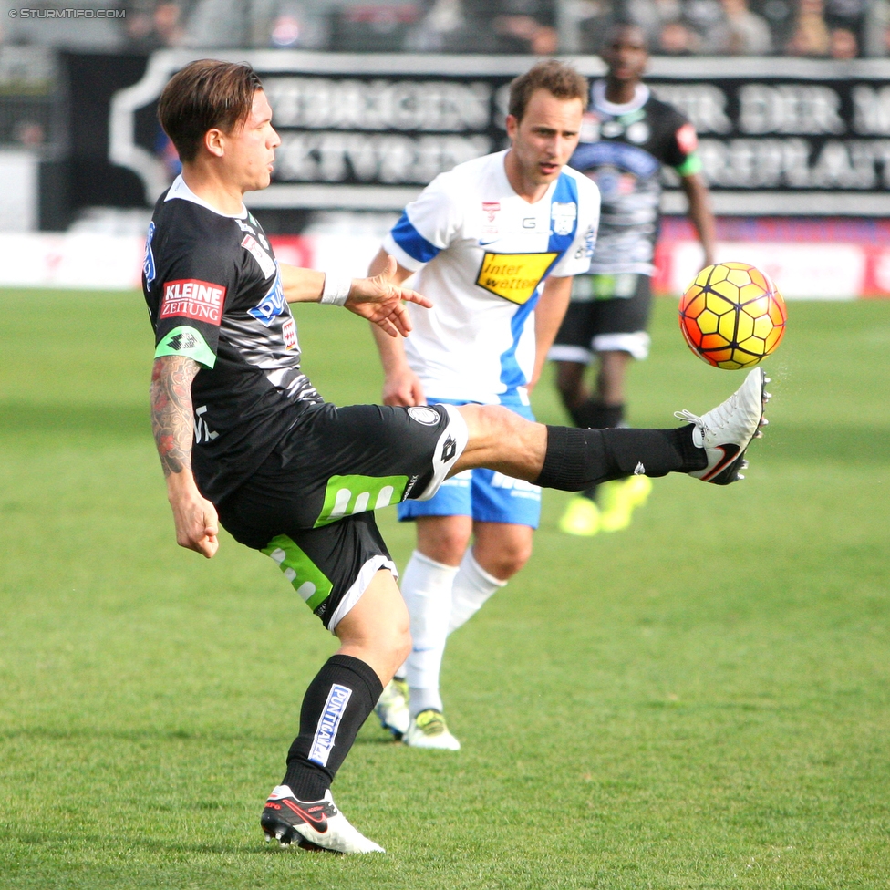 Groedig - Sturm Graz
Oesterreichische Fussball Bundesliga, 29. Runde, SV Groedig - SK Sturm Graz, Untersbergarena Groedig, 02.04.2016. 

Foto zeigt Marko Stankovic (Sturm)
