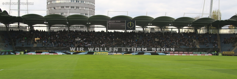 Sturm Graz - Altach
Oesterreichische Fussball Bundesliga, 30. Runde, SK Sturm Graz - SC Rheindorf Altach, Stadion Liebenau Graz, 09.04.2016. 

Foto zeigt Fans von Sturm mit einem Spruchband
Schlüsselwörter: protest