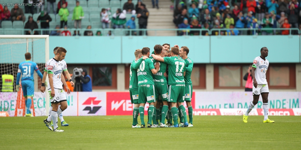 Rapid Wien - Sturm Graz
Oesterreichische Fussball Bundesliga, 32. Runde, SK Rapid Wien - SK Sturm Graz, Ernst Happel Stadion Wien, 24.04.2016. 

Foto zeigt Spieler von Rapid
Schlüsselwörter: torjubel