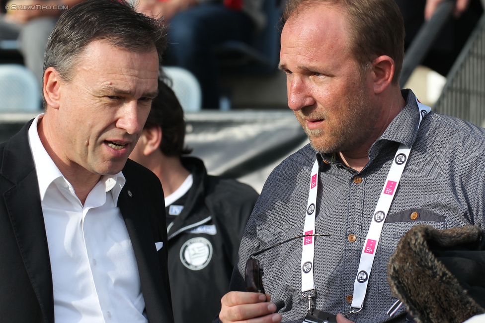 Sturm Graz - Ried
Oesterreichische Fussball Bundesliga, 33. Runde, SK Sturm Graz - SV Ried, Stadion Liebenau Graz, 30.04.2016. 

Foto zeigt Christian Jauk (Praesident Sturm) und Guenter Kreissl (sportl. Geschaeftsfuehrer Sturm)
