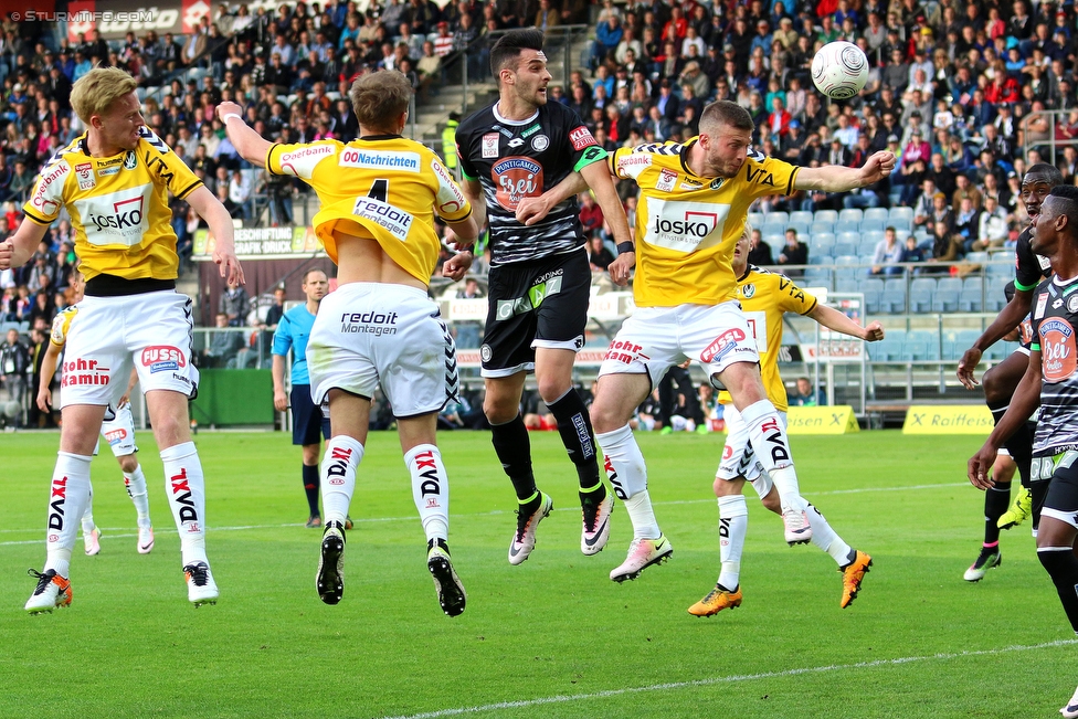 Sturm Graz - Ried
Oesterreichische Fussball Bundesliga, 33. Runde, SK Sturm Graz - SV Ried, Stadion Liebenau Graz, 30.04.2016. 

Foto zeigt Marcel Ziegl (Ried) und Charalampos Lykogiannis (Sturm)
