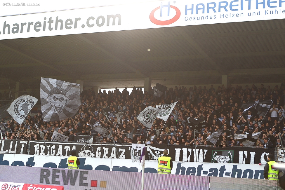 Austria Wien - Sturm Graz
Oesterreichische Fussball Bundesliga, 36. Runde, FK Austria Wien - SK Sturm Graz, Franz Horr Stadion Wien, 15.05.2016. 

Foto zeigt Fans von Sturm
