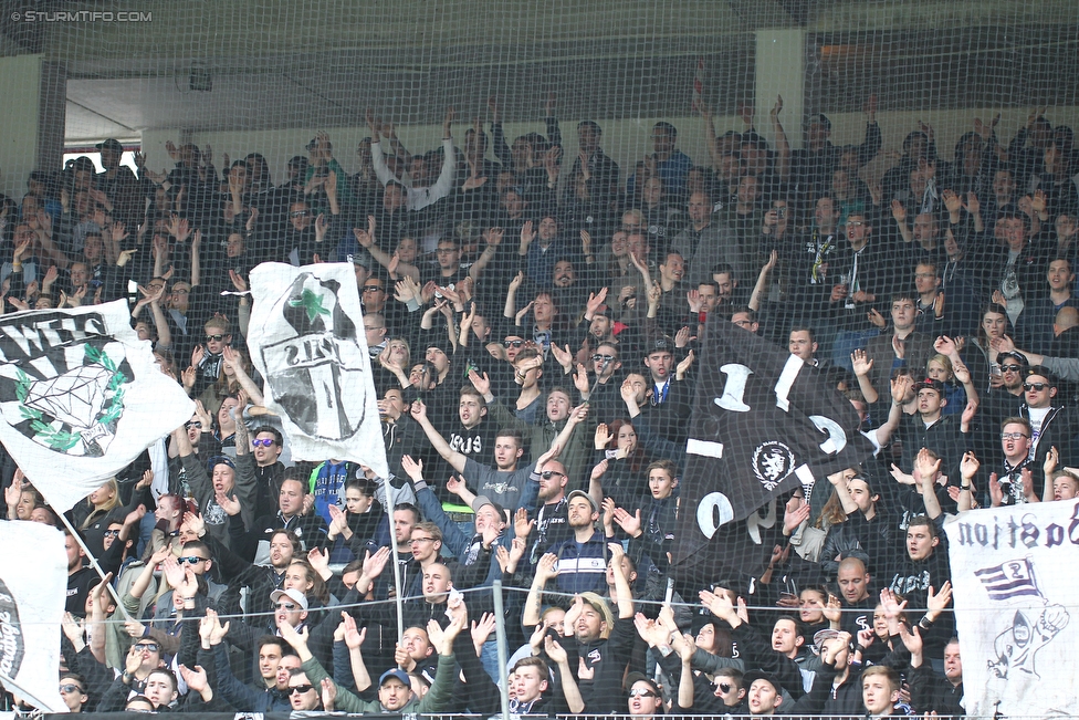 Austria Wien - Sturm Graz
Oesterreichische Fussball Bundesliga, 36. Runde, FK Austria Wien - SK Sturm Graz, Franz Horr Stadion Wien, 15.05.2016. 

Foto zeigt Fans von Sturm
