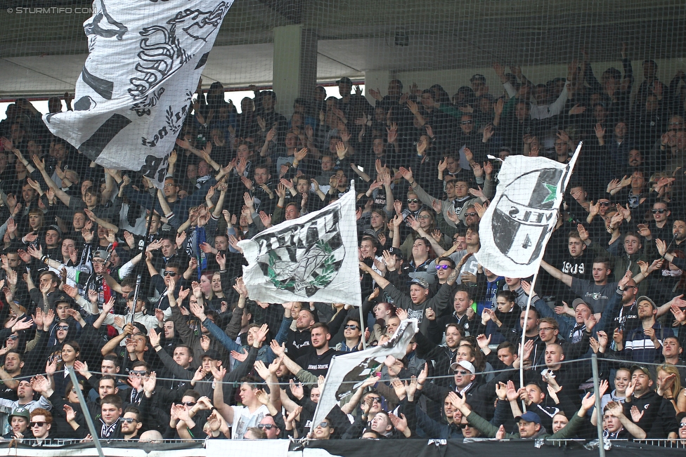 Austria Wien - Sturm Graz
Oesterreichische Fussball Bundesliga, 36. Runde, FK Austria Wien - SK Sturm Graz, Franz Horr Stadion Wien, 15.05.2016. 

Foto zeigt Fans von Sturm
