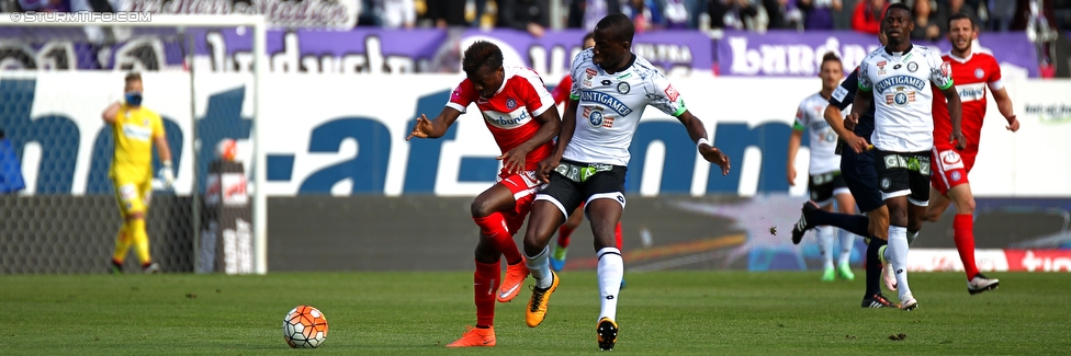 Austria Wien - Sturm Graz
Oesterreichische Fussball Bundesliga, 36. Runde, FK Austria Wien - SK Sturm Graz, Franz Horr Stadion Wien, 15.05.2016. 

Foto zeigt Olarenwaju Kayode (Austria) und Osagie Bright Edomwonyi (Sturm)
