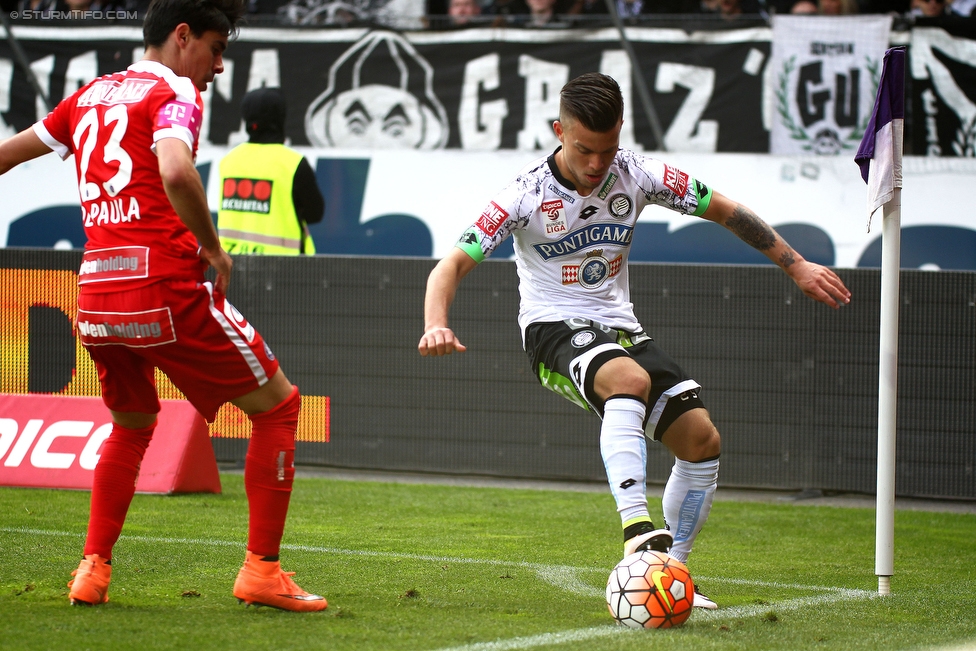 Austria Wien - Sturm Graz
Oesterreichische Fussball Bundesliga, 36. Runde, FK Austria Wien - SK Sturm Graz, Franz Horr Stadion Wien, 15.05.2016. 

Foto zeigt David De Paula Gallardo (Austria) und Sascha Horvath (Sturm)
