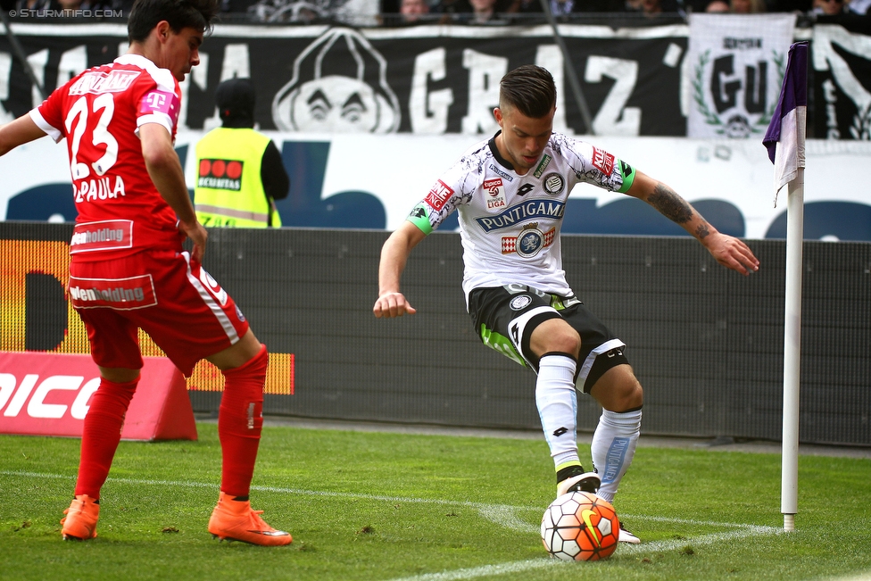 Austria Wien - Sturm Graz
Oesterreichische Fussball Bundesliga, 36. Runde, FK Austria Wien - SK Sturm Graz, Franz Horr Stadion Wien, 15.05.2016. 

Foto zeigt David De Paula Gallardo (Austria) und Sascha Horvath (Sturm)
