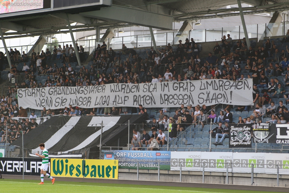 Sturm Graz - Celtic Glasgow
Testspiel,  SK Sturm Graz - Celtic Glasgow, Stadion Liebenau Graz, 03.07.2016. 

Foto zeigt Fans von Sturm mit einem Spruchband
Schlüsselwörter: protest