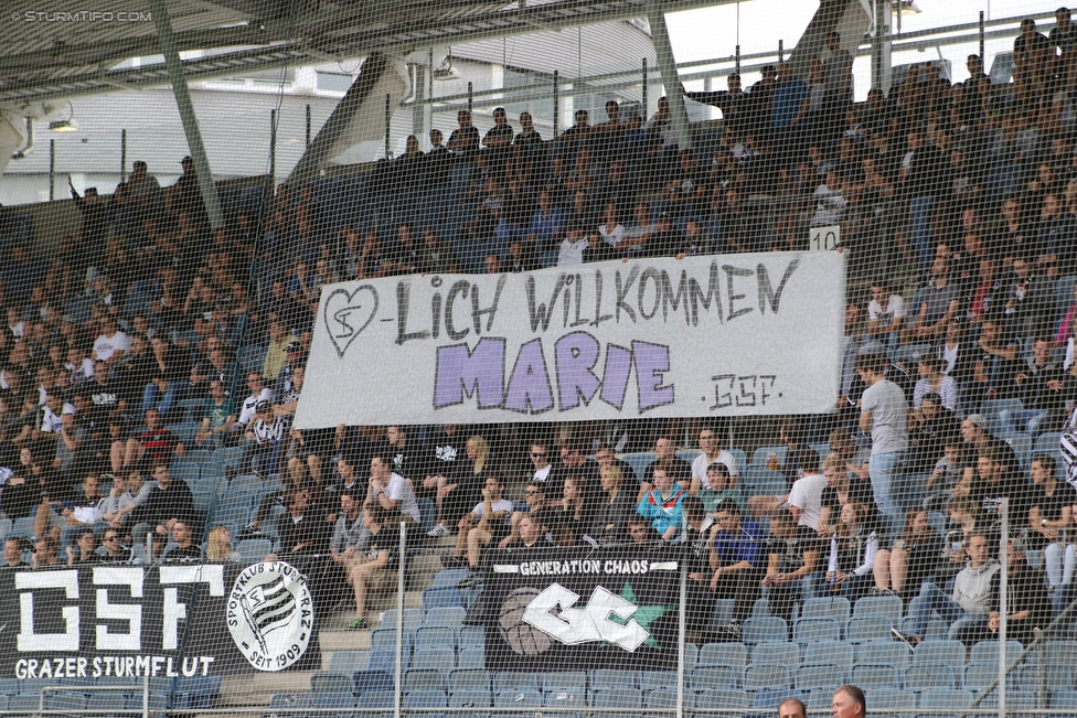 Sturm Graz - Celtic Glasgow
Testspiel,  SK Sturm Graz - Celtic Glasgow, Stadion Liebenau Graz, 03.07.2016. 

Foto zeigt Fans von Sturm mit einem Spruchband
