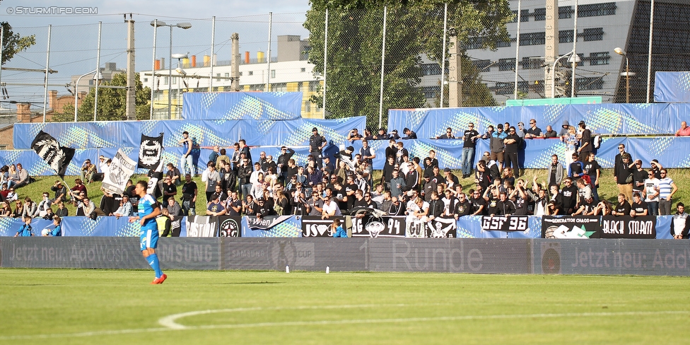 Stadlau - Sturm Graz
OEFB Cup, 1. Runde, FC Stadlau - SK Sturm Graz, Sportanlage Stadlau, 15.07.2016. 

Foto zeigt Fans von Sturm
