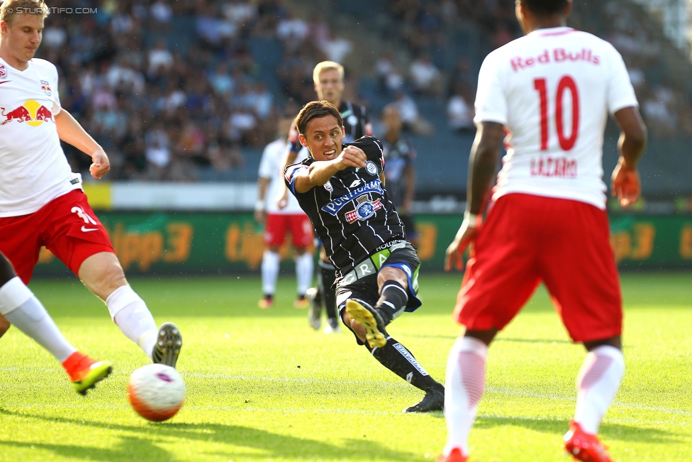 Sturm Graz - Salzburg
Oesterreichische Fussball Bundesliga, 1. Runde, SK Sturm Graz - FC RB Salzburg, Stadion Liebenau Graz, 23.07.2016. 

Foto zeigt Uros Matic (Sturm) und Valentino Lazaro (Salzburg)
Schlüsselwörter: tor