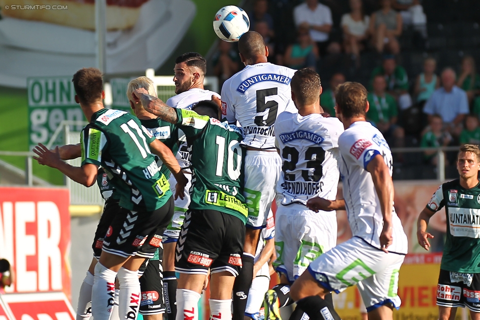 Ried - Sturm Graz
Oesterreichische Fussball Bundesliga, 2. Runde, SV Ried - SK Sturm Graz, Arena Ried, 15.05.2016. 

Foto zeigt Mathias Honsak (Ried), Thomas Froeschl (Ried), Charalampos Lykogiannis (Sturm), Peter Zulj (Ried), Christian Schoissengeyr (Sturm) und Lukas Spendlhofer (Sturm)
