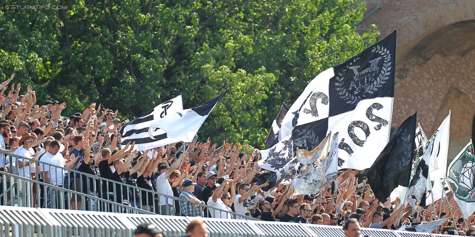 Mattersburg - Sturm Graz
Oesterreichische Fussball Bundesliga, 3. Runde, SV Mattersburg - SK Sturm Graz, Pappelstadion Mattersburg, 06.08.2016. 

Foto zeigt Fans von Sturm
