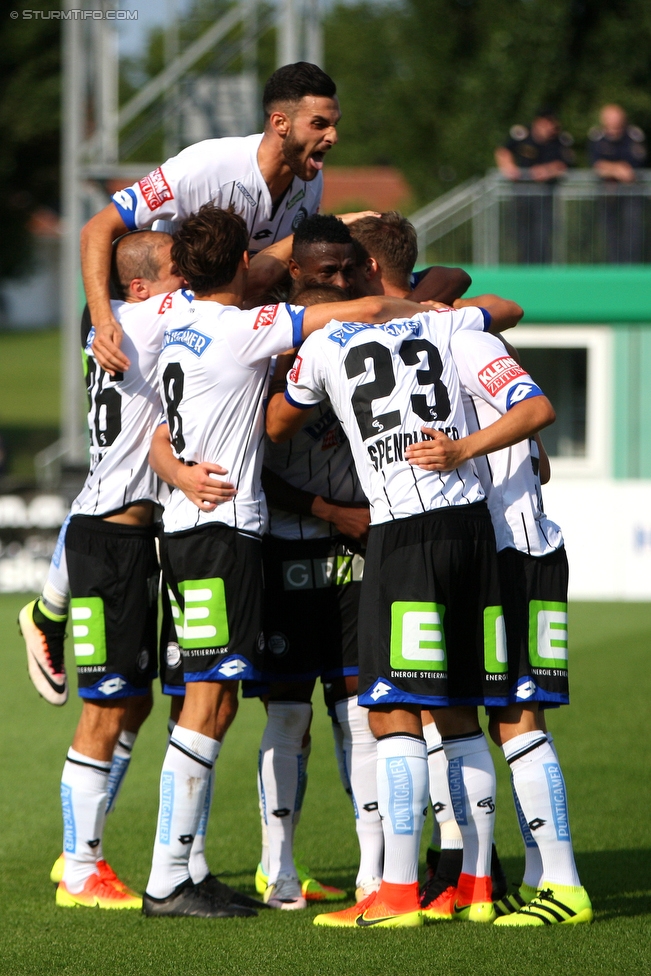 Mattersburg - Sturm Graz
Oesterreichische Fussball Bundesliga, 3. Runde, SV Mattersburg - SK Sturm Graz, Pappelstadion Mattersburg, 06.08.2016. 

Foto zeigt Fabian Koch (Sturm), Uros Matic (Sturm), Charalampos Lykogiannis (Sturm), Osagie Bright Edomwonyi (Sturm), Lukas Spendlhofer (Sturm) und Deni Alar (Sturm)
Schlüsselwörter: torjubel