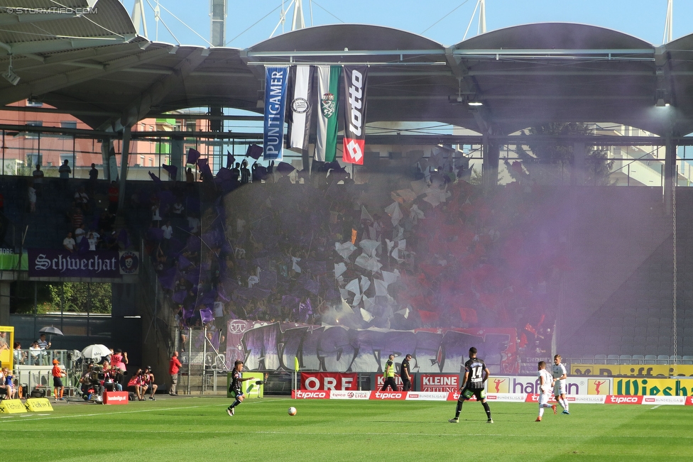 Sturm Graz - Austria Wien
Oesterreichische Fussball Bundesliga, 4. Runde, SK Sturm Graz - FK Austria Wien, Stadion Liebenau Graz, 14.08.2016. 

Foto zeigt Fans von Austria Wien mit einer Choreografie
Schlüsselwörter: pyrotechnik