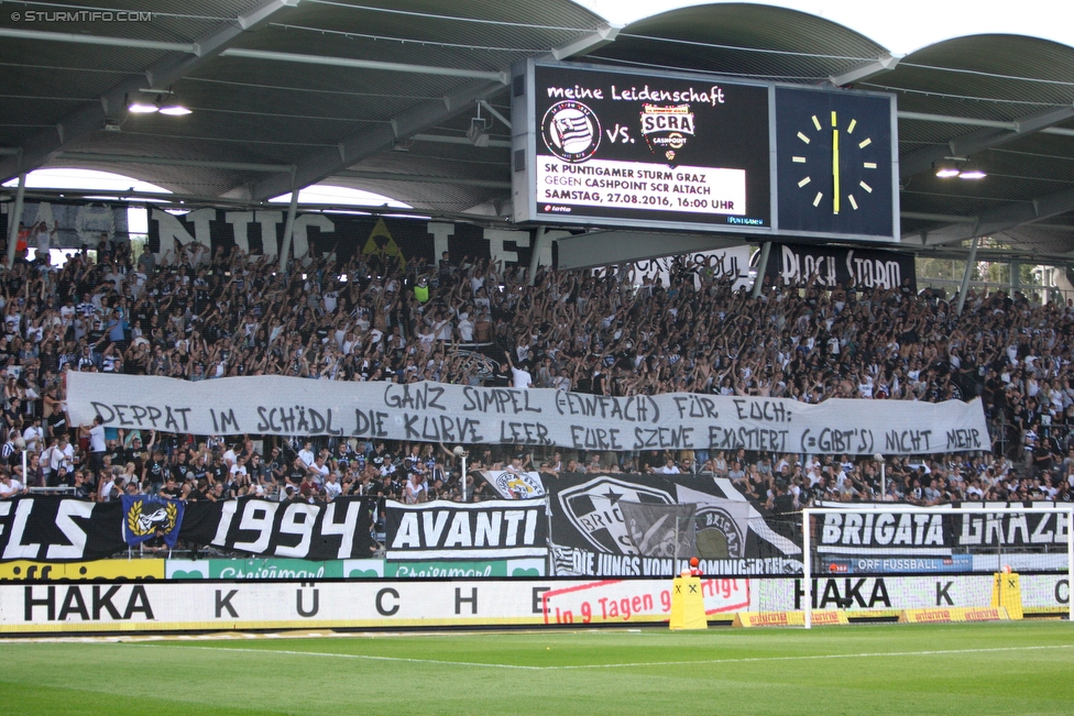 Sturm Graz - Austria Wien
Oesterreichische Fussball Bundesliga, 4. Runde, SK Sturm Graz - FK Austria Wien, Stadion Liebenau Graz, 14.08.2016. 

Foto zeigt Fans von Sturm
