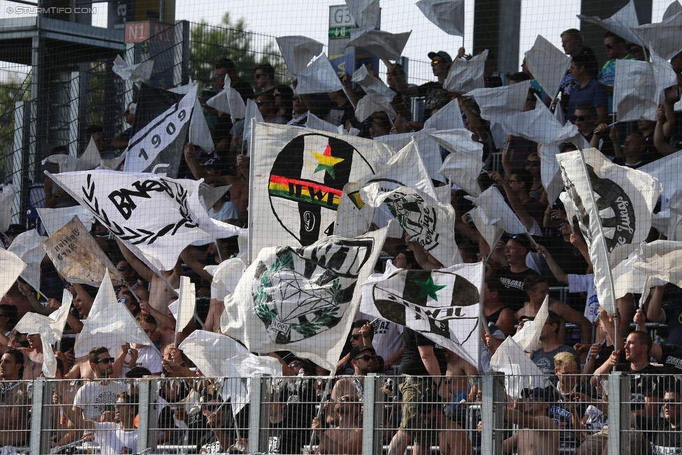 St. Poelten - Sturm Graz
Oesterreichische Fussball Bundesliga, 5. Runde, SKN St. Poelten - SK Sturm Graz, Arena St. Poelten, 20.08.2016. 

Foto zeigt Fans von Sturm
