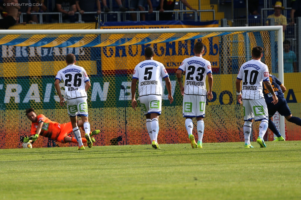 St. Poelten - Sturm Graz
Oesterreichische Fussball Bundesliga, 5. Runde, SKN St. Poelten - SK Sturm Graz, Arena St. Poelten, 20.08.2016. 

Foto zeigt Christian Gratzei (Sturm), Fabian Koch (Sturm), Christian Schoissengeyr (Sturm), Lukas Spendlhofer (Sturm) und Marko Stankovic (Sturm)
Schlüsselwörter: elfmeter