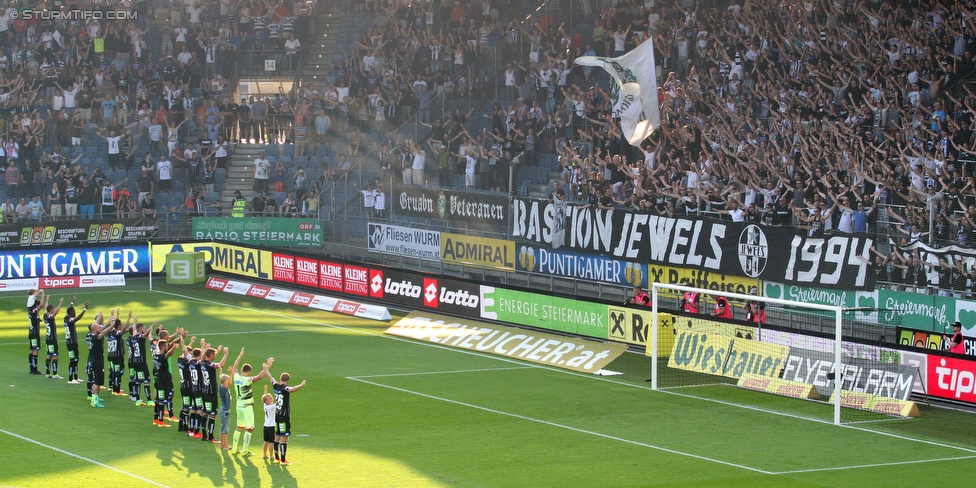 Sturm Graz - Altach
Oesterreichische Fussball Bundesliga, 6. Runde, SK Sturm Graz - SC Rheindorf Altach, Stadion Liebenau Graz, 27.08.2016. 

Foto zeigt die Mannschaft von Sturm und Fans von Sturm
