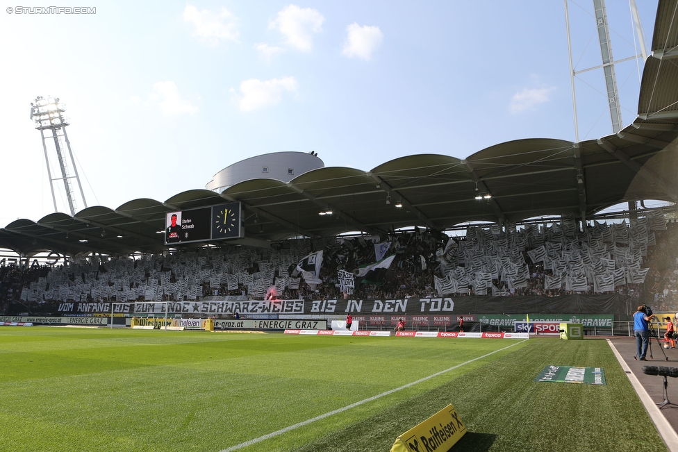 Sturm Graz - Rapid Wien
Oesterreichische Fussball Bundesliga, 7. Runde, SK Sturm Graz - SK Rapid Wien, Stadion Liebenau Graz, 10.09.2016. 

Foto zeigt Fans von Sturm mit einer Choreografie
