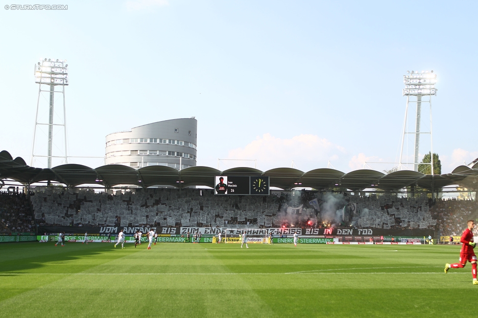 Sturm Graz - Rapid Wien
Oesterreichische Fussball Bundesliga, 7. Runde, SK Sturm Graz - SK Rapid Wien, Stadion Liebenau Graz, 10.09.2016. 

Foto zeigt Fans von Sturm mit einer Choreografie
