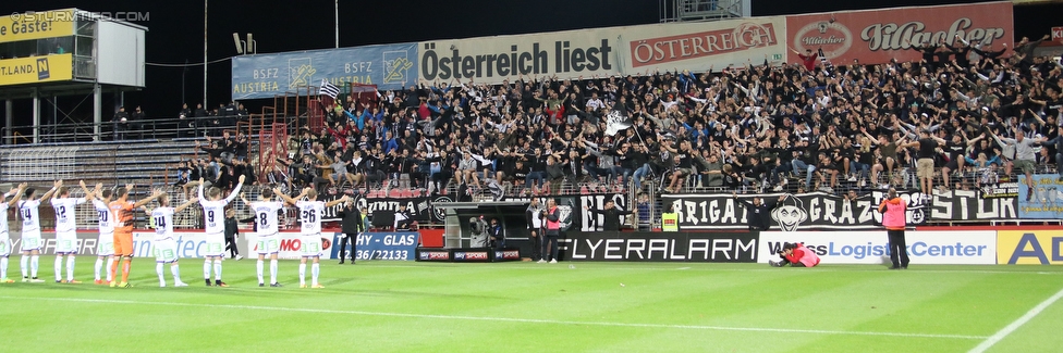 Admira Wacker - Sturm Graz
Oesterreichische Fussball Bundesliga, 8. Runde, FC Admira Wacker Moedling - SK Sturm Graz, Stadion Suedstadt Maria Enzersdorf, 17.09.2016. 

Foto zeigt Fans von Sturm
