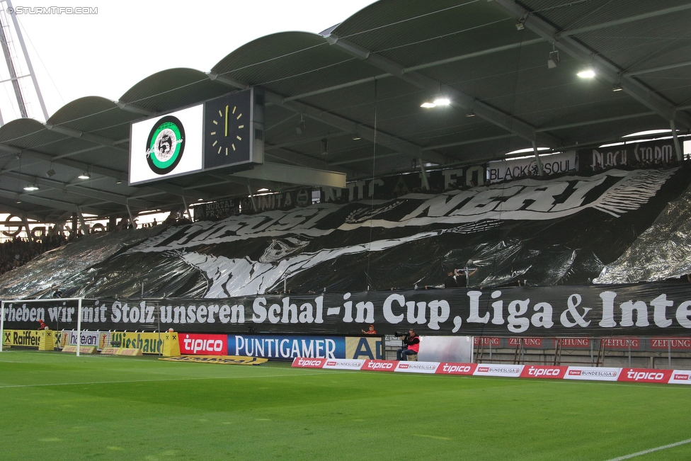 Sturm Graz - Wolfsberg
Oesterreichische Fussball Bundesliga, 9. Runde, SK Sturm Graz - Wolfsberger AC, Stadion Liebenau Graz, 24.09.2016. 

Foto zeigt Fans von Sturm mit einer Choreografie
