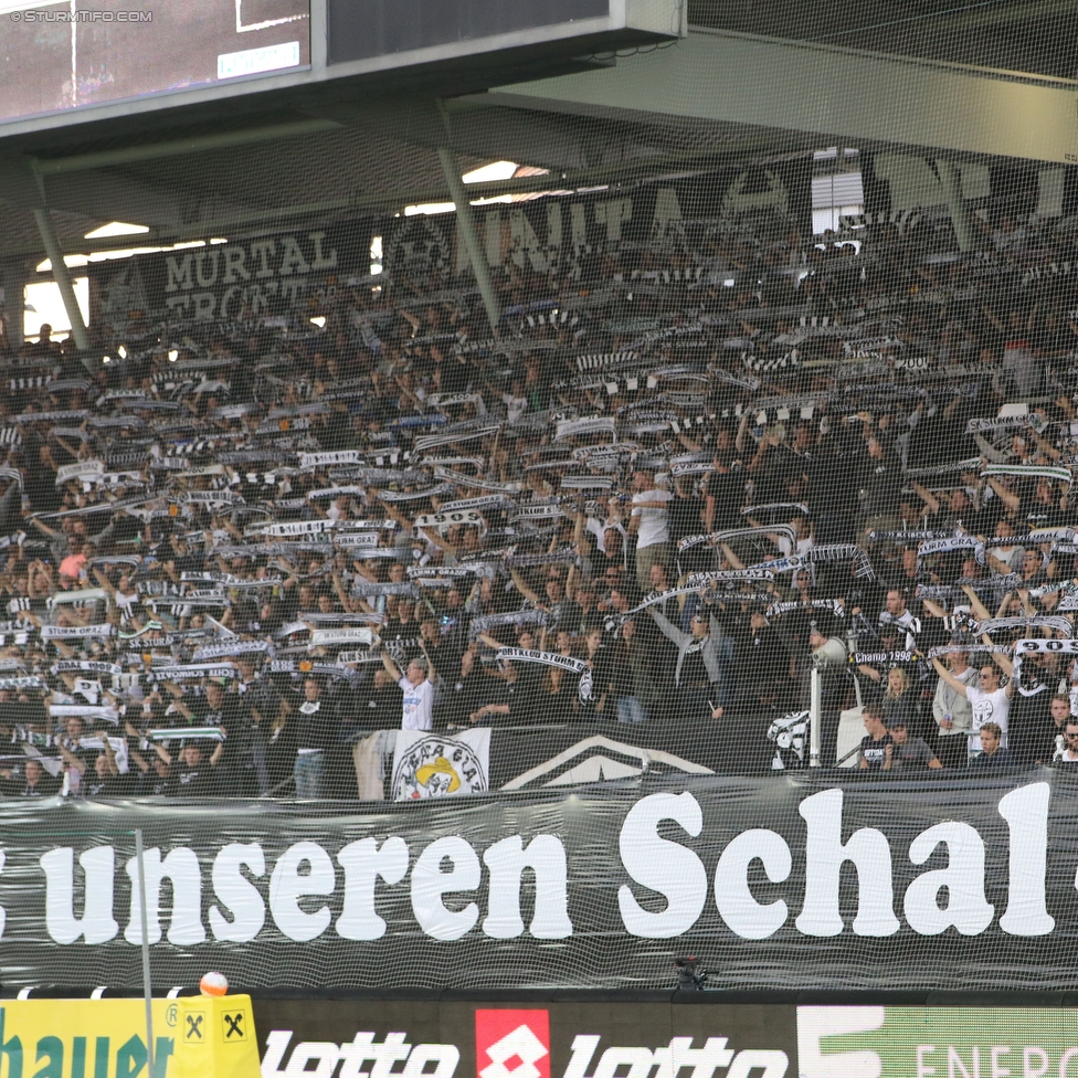 Sturm Graz - Wolfsberg
Oesterreichische Fussball Bundesliga, 9. Runde, SK Sturm Graz - Wolfsberger AC, Stadion Liebenau Graz, 24.09.2016. 

Foto zeigt Fans von Sturm mit einer Choreografie
