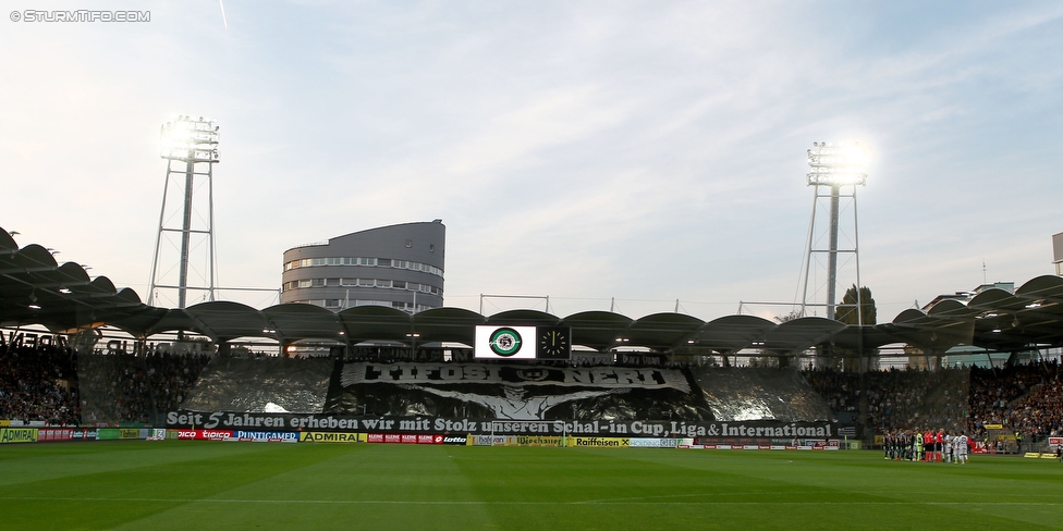 Sturm Graz - Wolfsberg
Oesterreichische Fussball Bundesliga, 9. Runde, SK Sturm Graz - Wolfsberger AC, Stadion Liebenau Graz, 24.09.2016. 

Foto zeigt Fans von Sturm mit einer Choreografie
