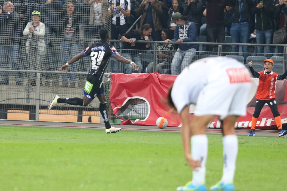 Sturm Graz - Wolfsberg
Oesterreichische Fussball Bundesliga, 9. Runde, SK Sturm Graz - Wolfsberger AC, Stadion Liebenau Graz, 24.09.2016. 

Foto zeigt Osagie Bright Edomwonyi (Sturm)
Schlüsselwörter: torjubel