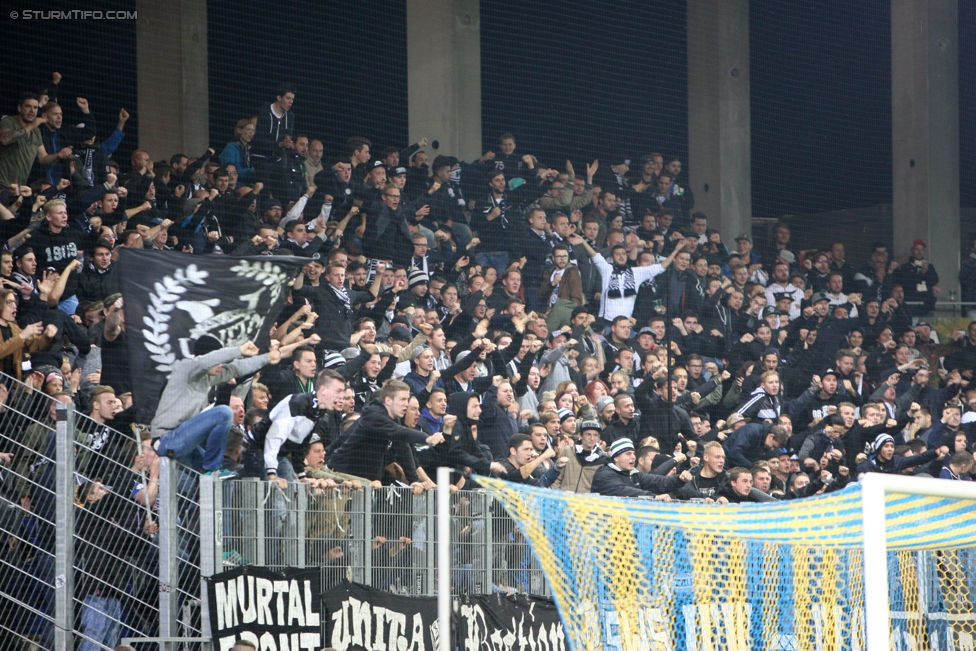 St. Poelten - Sturm Graz
OEFB Cup, 3. Runde, SKN St. Poelten - SK Sturm Graz, Arena St. Poelten, 26.10.2016. 

Foto zeigt Fans von Sturm
