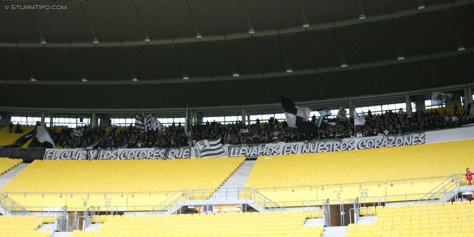 Austria Wien - Sturm Graz
Oesterreichische Fussball Bundesliga, 13. Runde, FK Austria Wien - SK Sturm Graz, Ernst Happel Stadion Wien, 30.10.2016. 

Foto zeigt Fans von Sturm mit einer Choreografie
