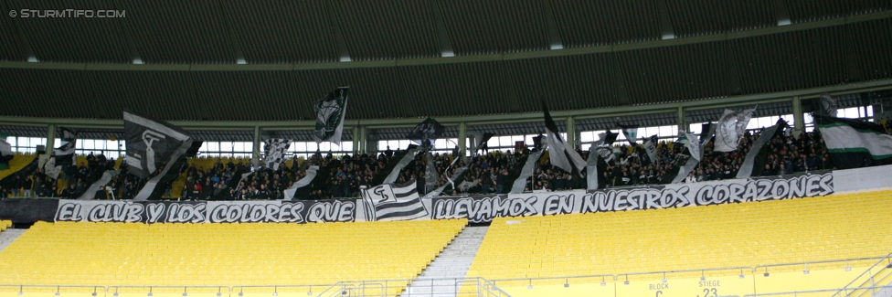 Austria Wien - Sturm Graz
Oesterreichische Fussball Bundesliga, 13. Runde, FK Austria Wien - SK Sturm Graz, Ernst Happel Stadion Wien, 30.10.2016. 

Foto zeigt Fans von Sturm mit einer Choreografie
