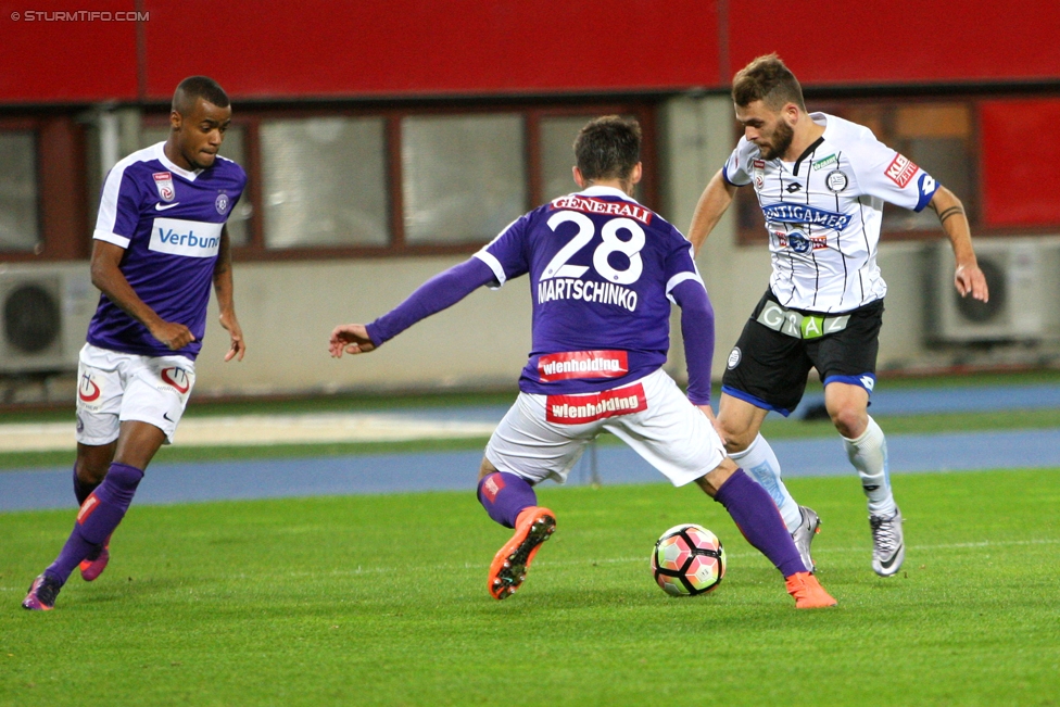 Austria Wien - Sturm Graz
Oesterreichische Fussball Bundesliga, 13. Runde, FK Austria Wien - SK Sturm Graz, Ernst Happel Stadion Wien, 30.10.2016. 

Foto zeigt Christoph Martschinko (Austria) und Philipp Huspek (Sturm)
