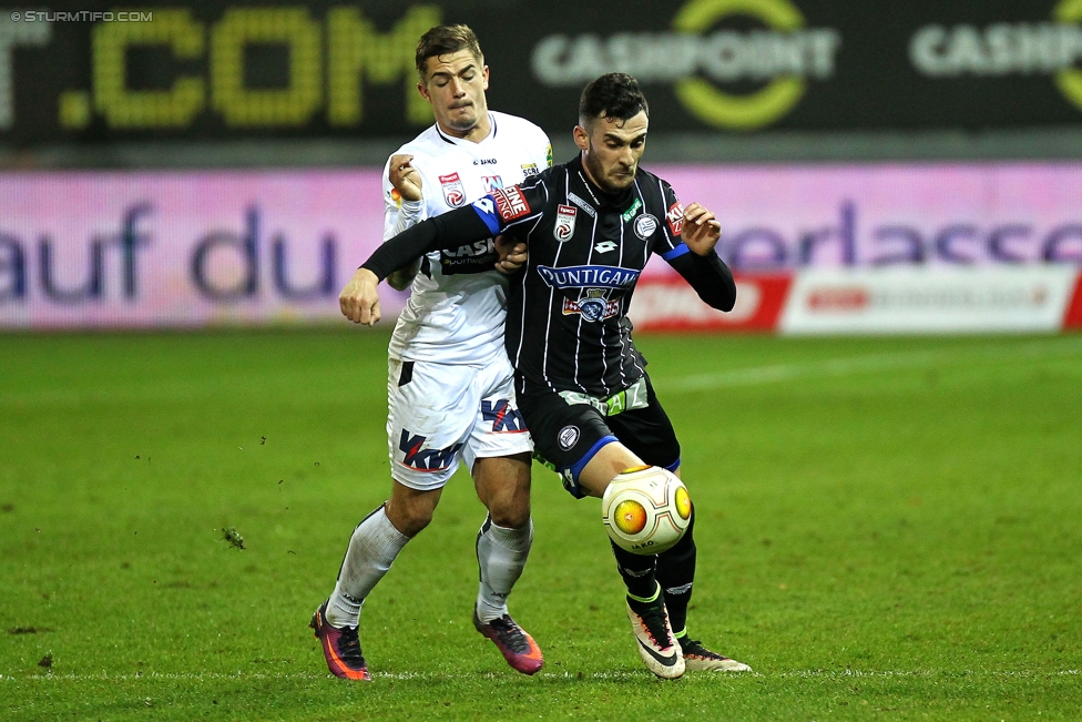 Altach - Sturm Graz
Oesterreichische Fussball Bundesliga, 15. Runde, SC Rheindorf Altach - SK Sturm Graz, Stadion Schnabelholz Altach, 19.11.2016. 

Foto zeigt Charalampos Lykogiannis (Sturm)
