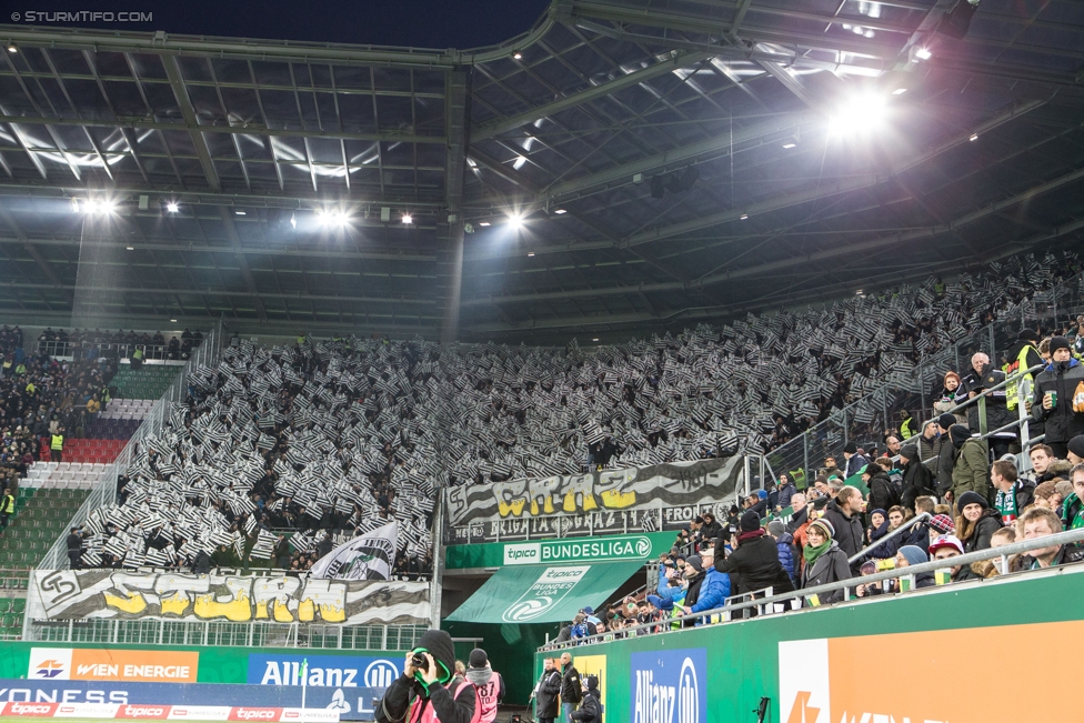 Rapid Wien - Sturm Graz
Oesterreichische Fussball Bundesliga, 16. Runde, SK Rapid Wien - SK Sturm Graz, Weststadion Wien, 27.11.2016. 

Foto zeigt Fans von Sturm mit einer Choreografie
