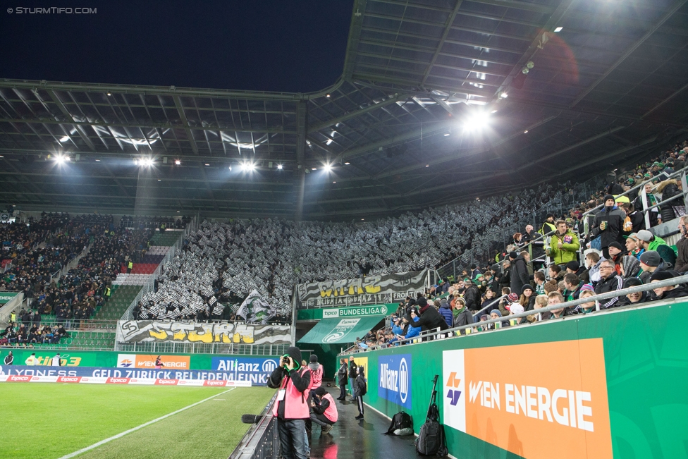 Rapid Wien - Sturm Graz
Oesterreichische Fussball Bundesliga, 16. Runde, SK Rapid Wien - SK Sturm Graz, Weststadion Wien, 27.11.2016. 

Foto zeigt Fans von Sturm mit einer Choreografie
