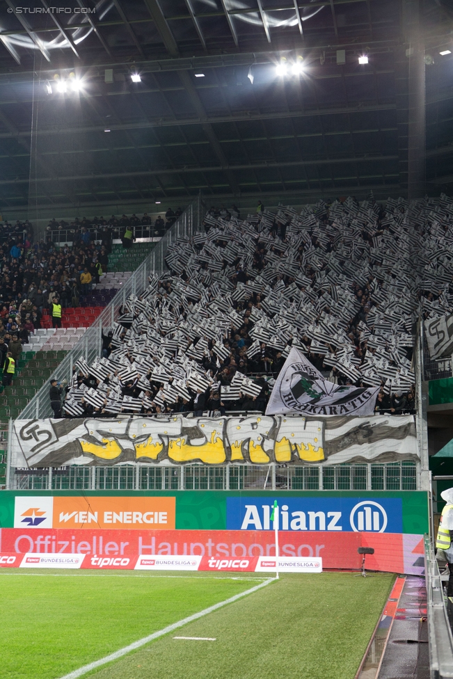 Rapid Wien - Sturm Graz
Oesterreichische Fussball Bundesliga, 16. Runde, SK Rapid Wien - SK Sturm Graz, Weststadion Wien, 27.11.2016. 

Foto zeigt Fans von Sturm mit einer Choreografie
