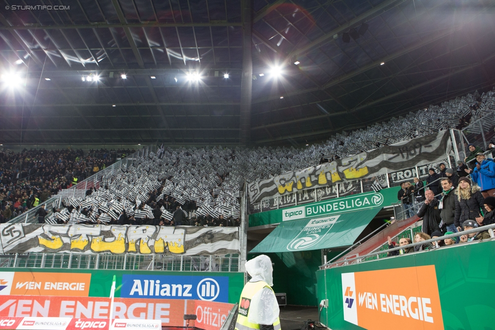 Rapid Wien - Sturm Graz
Oesterreichische Fussball Bundesliga, 16. Runde, SK Rapid Wien - SK Sturm Graz, Weststadion Wien, 27.11.2016. 

Foto zeigt Fans von Sturm mit einer Choreografie
