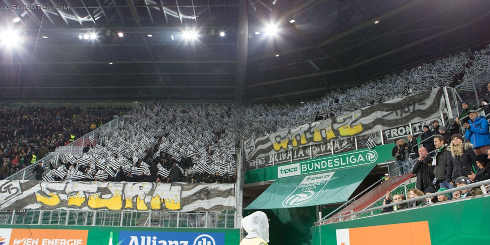 Rapid Wien - Sturm Graz
Oesterreichische Fussball Bundesliga, 16. Runde, SK Rapid Wien - SK Sturm Graz, Weststadion Wien, 27.11.2016. 

Foto zeigt Fans von Sturm mit einer Choreografie
