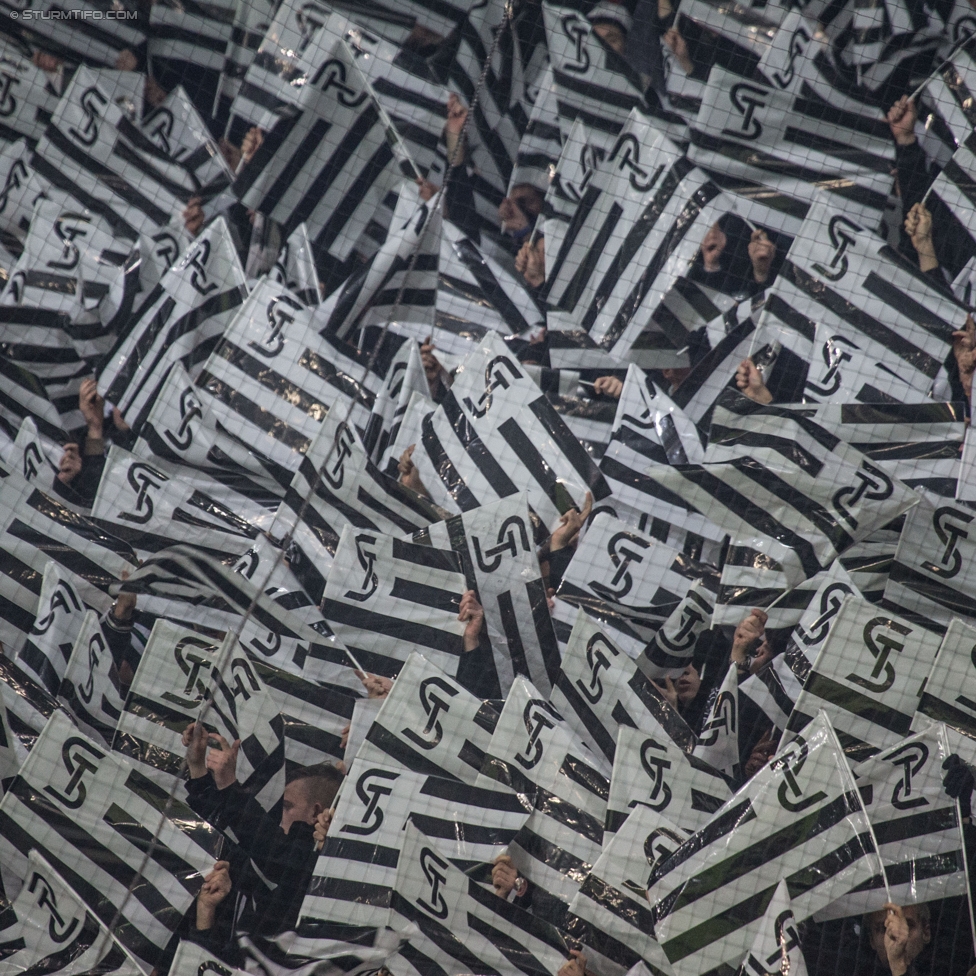 Rapid Wien - Sturm Graz
Oesterreichische Fussball Bundesliga, 16. Runde, SK Rapid Wien - SK Sturm Graz, Weststadion Wien, 27.11.2016. 

Foto zeigt Fans von Sturm mit einer Choreografie
