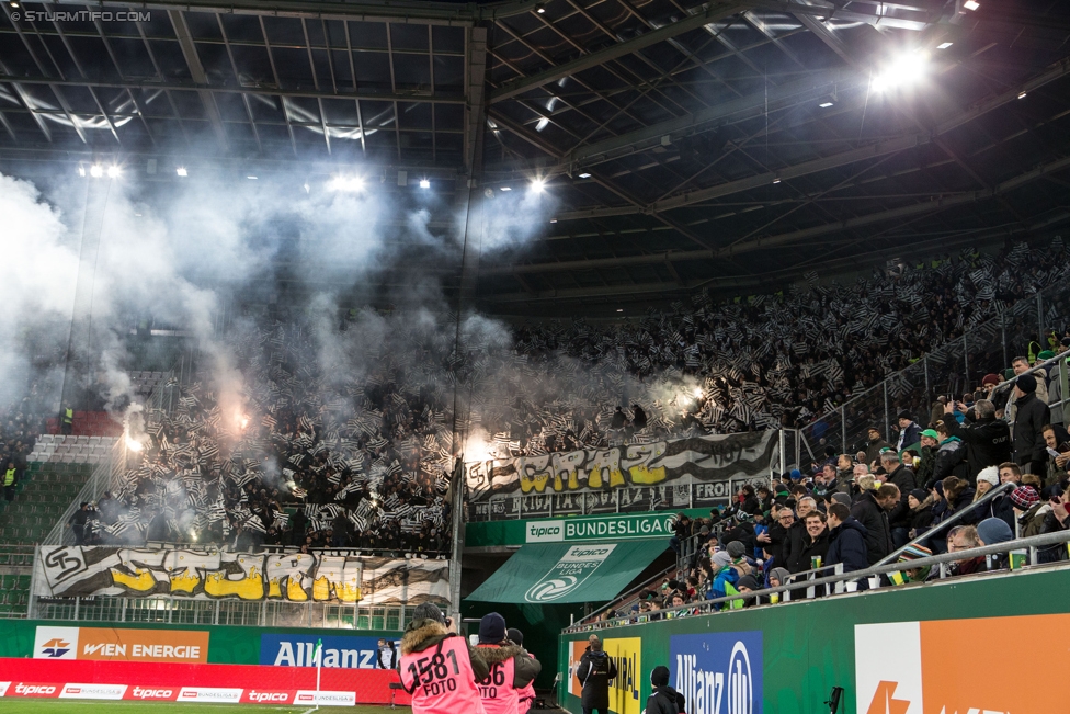 Rapid Wien - Sturm Graz
Oesterreichische Fussball Bundesliga, 16. Runde, SK Rapid Wien - SK Sturm Graz, Weststadion Wien, 27.11.2016. 

Foto zeigt Fans von Sturm mit einer Choreografie
