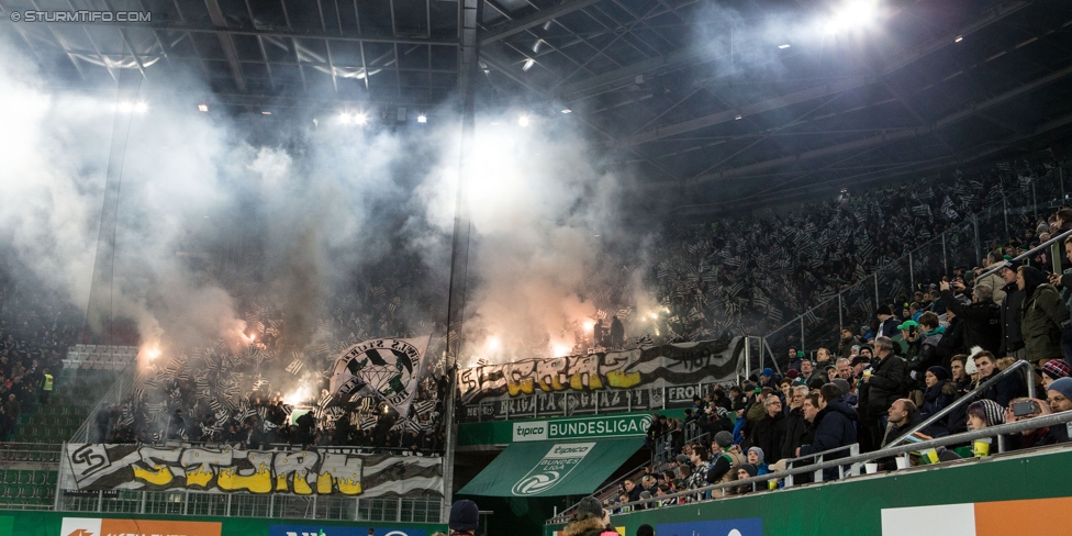 Rapid Wien - Sturm Graz
Oesterreichische Fussball Bundesliga, 16. Runde, SK Rapid Wien - SK Sturm Graz, Weststadion Wien, 27.11.2016. 

Foto zeigt Fans von Sturm mit einer Choreografie
