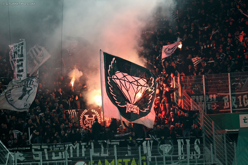 Rapid Wien - Sturm Graz
Oesterreichische Fussball Bundesliga, 16. Runde, SK Rapid Wien - SK Sturm Graz, Weststadion Wien, 27.11.2016. 

Foto zeigt Fans von Sturm
Schlüsselwörter: pyrotechnik